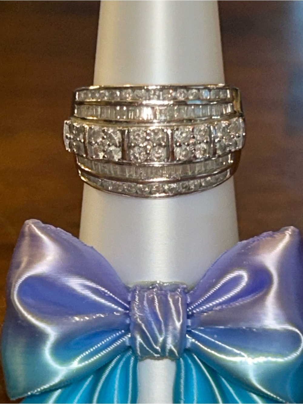 Ross-Simons 2.00ctw Baguette & Round Diamond 925 Silver Multi-Row Ring Size 10 - Picture 15 of 16